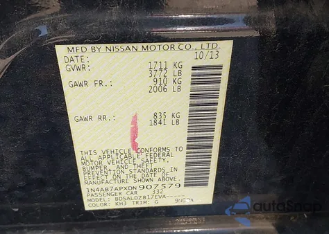 2013 Nissan Sentra Sv from USA, damaged, VIN 1N4AB7APXDN907579